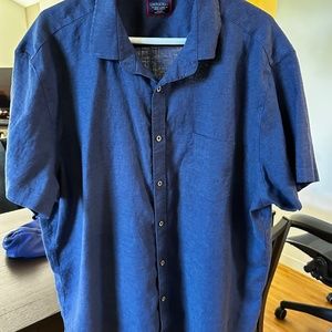 UNTUCKit Navy Wrinkle-Resistant Linen Short-Sleeve Cameron Shirt